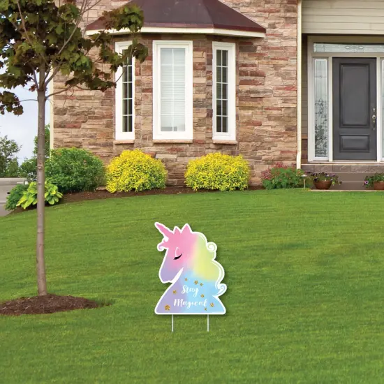 Big Dot of Happiness Rainbow Unicorn - Outdoor Lawn Sign - Magical Unicorn Baby Shower or Birthday Party Yard Sign - 1 Piece {4}