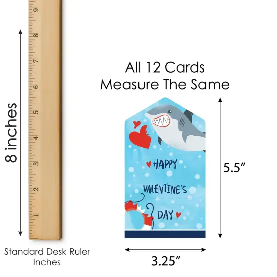Big Dot of Happiness Shark Zone - Jawsome Shark Cards for Kids - Happy Valentine's Day Pull Tabs - Set of 12 {7}