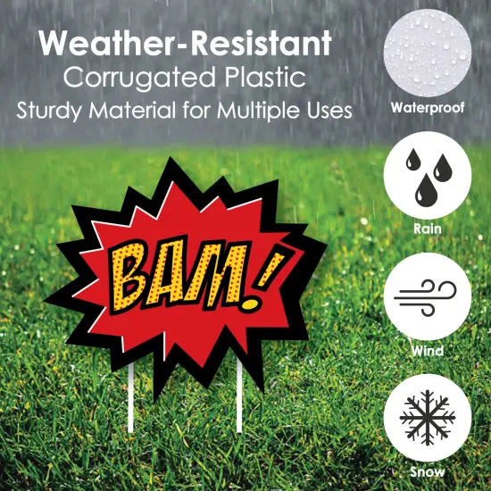 Big Dot of Happiness Bam Superhero - Yard Sign and Outdoor Lawn Decorations - Baby Shower or Birthday Party Yard Signs - Set of 8 {4}