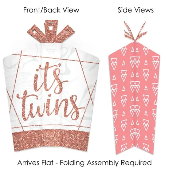 Big Dot of Happiness It's Twin Girls - Table Decorations - Pink and Rose Gold Twins Baby Shower Fold and Flare Centerpieces - 10 Count {3}