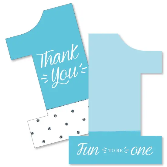 Big Dot of Happiness 1st Birthday Boy - Fun to be One - Shaped Thank You Cards - First Birthday Party Thank You Note Cards with Envelopes - Set of 12 {1}