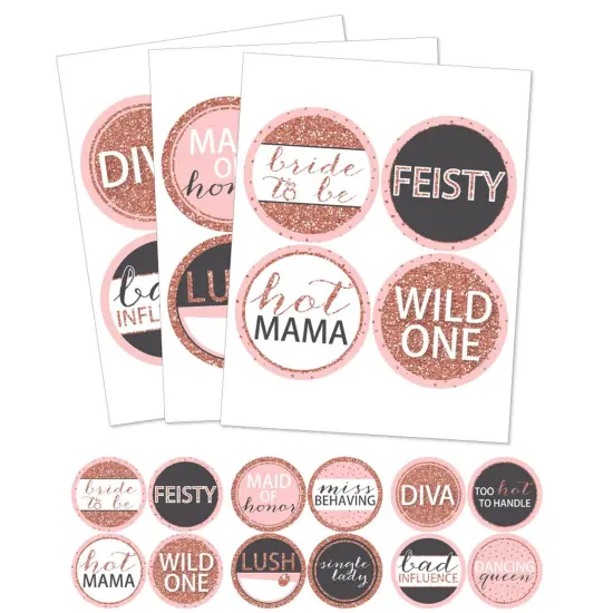 Big Dot of Happiness Bride Squad - Rose Gold Bridal Shower or Bachelorette Party Funny Name Tags - Party Badges Sticker Set of 12 {3}