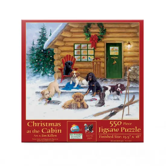 Sunsout Christmas at The Cabin 550 pc Christmas Jigsaw Puzzle 73410 {4}