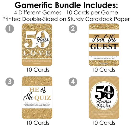 Big Dot of Happiness We Still Do - 50th Wedding Anniversary - 4 Anniversary Party Games - 10 Cards Each - Gamerific Bundle {4}