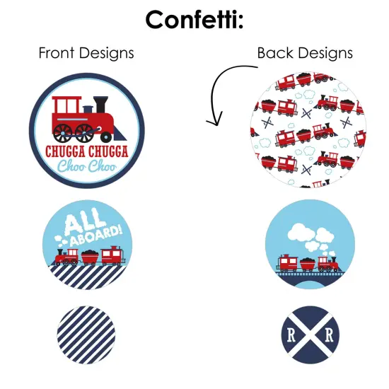 Big Dot of Happiness Railroad Party Crossing - Steam Train Birthday Party or Baby Shower Decor and Confetti - Terrific Table Centerpiece Kit - 30 Ct {7}