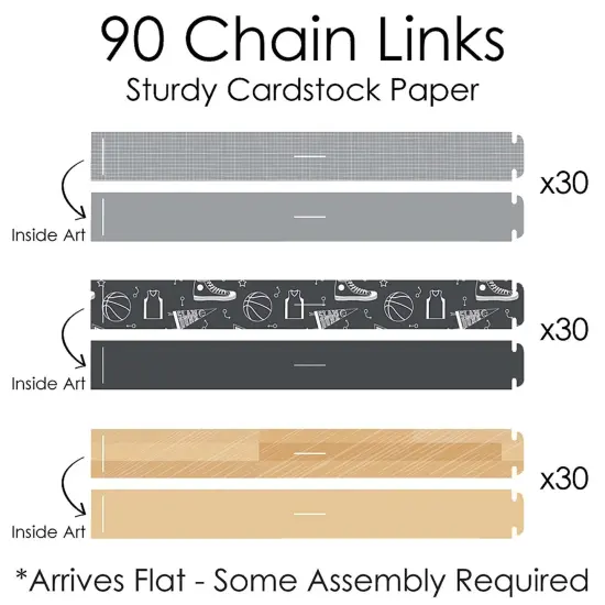 Big Dot of Happiness Nothin' but Net - Basketball - 90 Chain Links & 30 Paper Tassels Kit - Baby Shower or Birthday Party Paper Chains Garland - 21 ft {7}