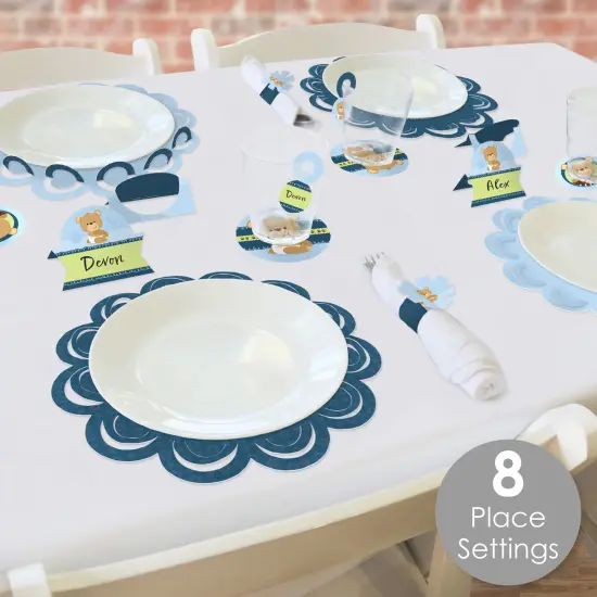Big Dot of Happiness Baby Boy Teddy Bear - Baby Shower Paper Charger and Table Decorations - Chargerific Kit - Place Setting for 8 {3}