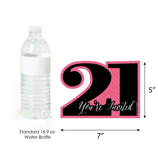 Big Dot of Happiness Finally 21 Girl - Shaped Fill-in Invitations - 21st Birthday Party Invitation Cards with Envelopes - Set of 12 {7}