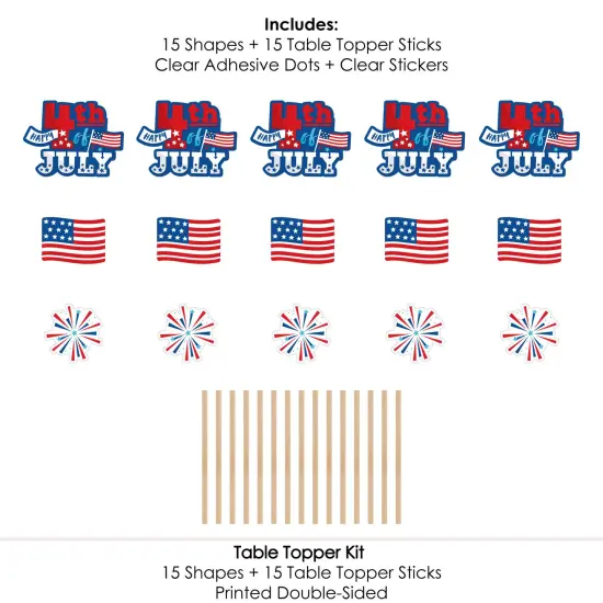 Big Dot of Happiness Firecracker 4th of July -Party Centerpiece Sticks - Table Toppers - Set of 15 {7}
