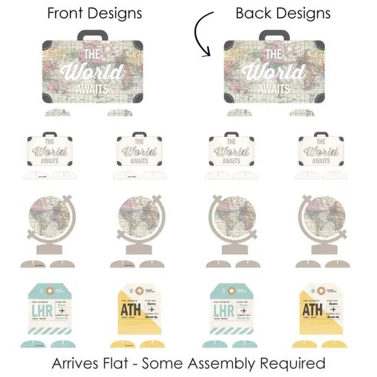 Big Dot of Happiness World Awaits - Travel Themed Party Centerpiece Table Decorations - Tabletop Standups - 7 Pieces {7}