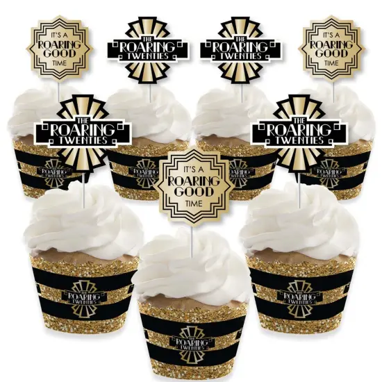 Big Dot of Happiness Roaring 20's - Cupcake Decoration - 1920s Art Deco Jazz Party Cupcake Wrappers and Treat Picks Kit - Set of 24 {1}
