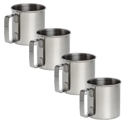 Sturdy Stainless Steel Backpacking Camping Drinking Cup with Handle Set of 4 {1}
