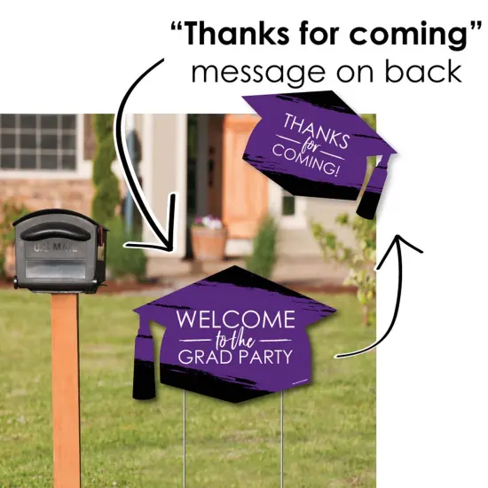 Big Dot of Happiness Purple Grad - Best is Yet to Come - 2 Grad Party Arrows and 1 Welcome/Thank You Lawn Sign - Double Sided Yard Sign Set - 3 Pieces {3}