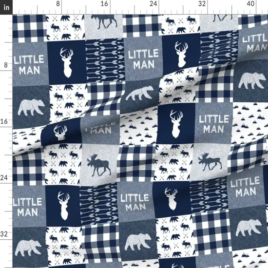 Various Fabrics by the Yard or Fat Quarter Navy Blue, Woodland, Bear, Moose, Deer, Mountain, Wholecloth, Cheater Quilt Top, Boy, Patchwork, Animals Custom Printed Fabric by Spoonflower {1}