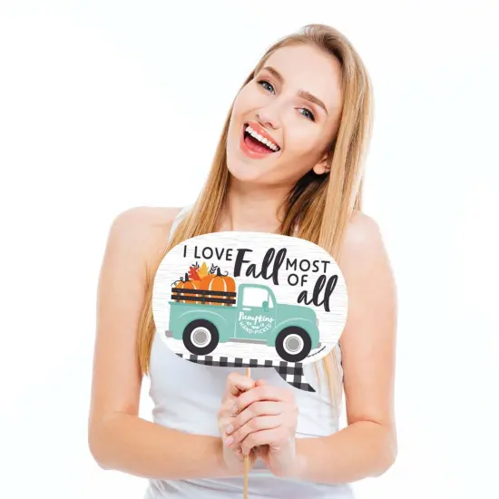 Big Dot of Happiness Funny Happy Fall Truck - Harvest Pumpkin Party Photo Booth Props Kit - 10 Piece {4}