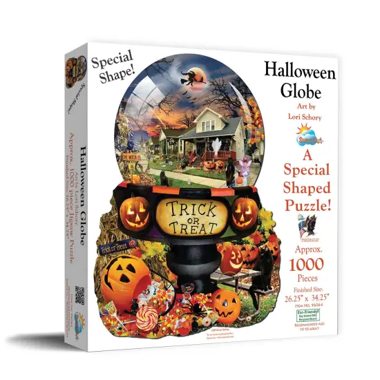 Sunsout Halloween Globe 1000 pc Special Shape Halloween Jigsaw Puzzle 96064 {3}