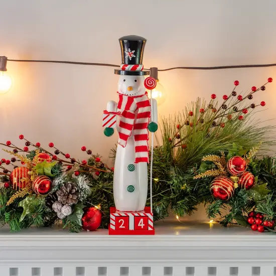 Ornativity Christmas Snowman Countdown Nutcracker &ndash; Wooden Snow Man Nutcracker with Advent Calendar Count Down to Christmas Base Xmas Themed Holiday Nut Cracker Doll Figure Decorations {4}