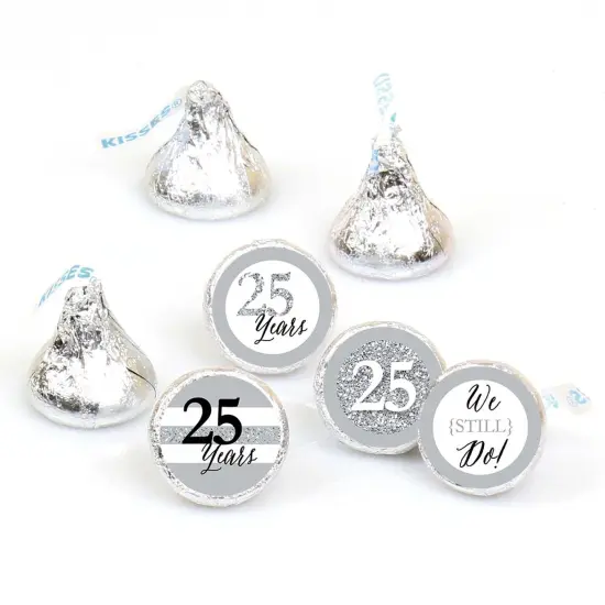 Big Dot of Happiness We Still Do - 25th Wedding Anniversary - Party Round Candy Sticker Favors - Labels Fits Chocolate Candy (1 sheet of 108) {1}