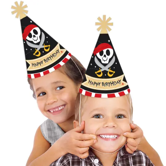 Big Dot of Happiness Pirate Ship Adventures - Cone Happy Birthday Party Hats for Kids and Adults - Set of 8 (Standard Size) {3}