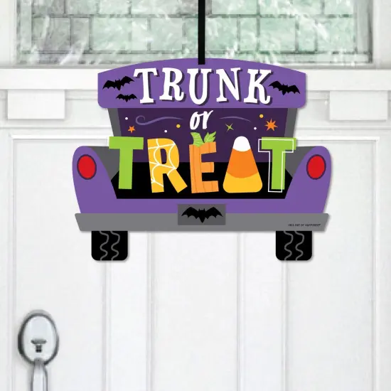 Big Dot of Happiness Trunk or Treat - Hanging Porch Halloween Car Parade Party Outdoor Decorations - Front Door Decor - 1 Piece Sign {1}