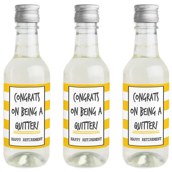 Big Dot of Happiness Retirement Party - Mini Wine and Champagne Bottle Label Stickers - Retirement Party Favor Gift for Women and Men - Set of 16 {1}