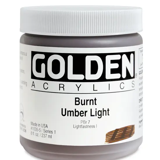 Golden Heavy Body Artist Acrylics - Burnt Umber Light, 8 oz jar {2}