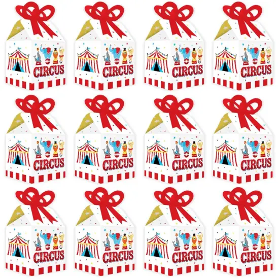 Big Dot of Happiness Carnival - Step Right Up Circus - Square Favor Gift Boxes - Carnival Themed Party Bow Boxes - Set of 12 {6}