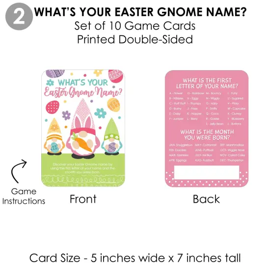 Big Dot of Happiness Easter Gnomes - 4 Spring Bunny Party Games - 10 Cards Each - Gamerific Bundle {7}