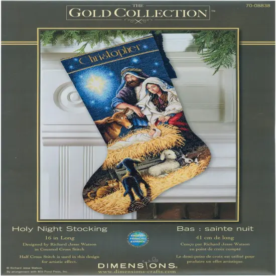Dimensions Gold Collection Counted Cross Stitch Kit 16" Long-Holy Night Stocking {1}