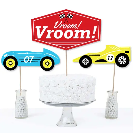 Big Dot of Happiness Let's Go Racing - Racecar - Race Car Birthday Party or Baby Shower Centerpiece Sticks - Table Toppers - Set of 15 {4}