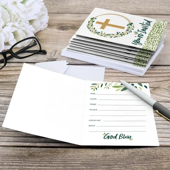 Big Dot of Happiness Elegant Cross - Fill In Religious Party Invitations (8 count) {6}