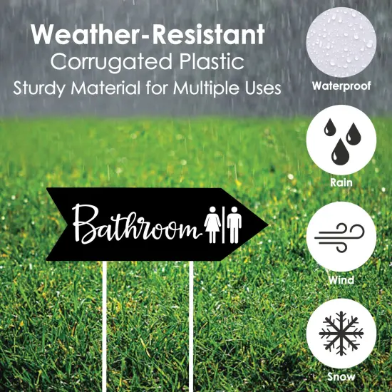 Big Dot of Happiness Black Wedding Bathroom Signs - Wedding Sign Arrow - Double Sided Directional Yard Signs - Set of 2 Bathroom Signs {4}