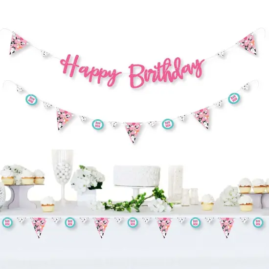 Big Dot of Happiness Pawty Like a Puppy Girl - Pink Dog Birthday Party Letter Banner Decoration - 36 Banner Cutouts and Happy Birthday Banner Letters {3}