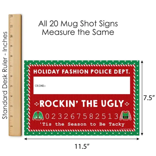 Big Dot of Happiness Ugly Sweater - Party Mug Shots - Photo Booth Props Holiday & Christmas Party Mugshot Signs - 20 Count {7}