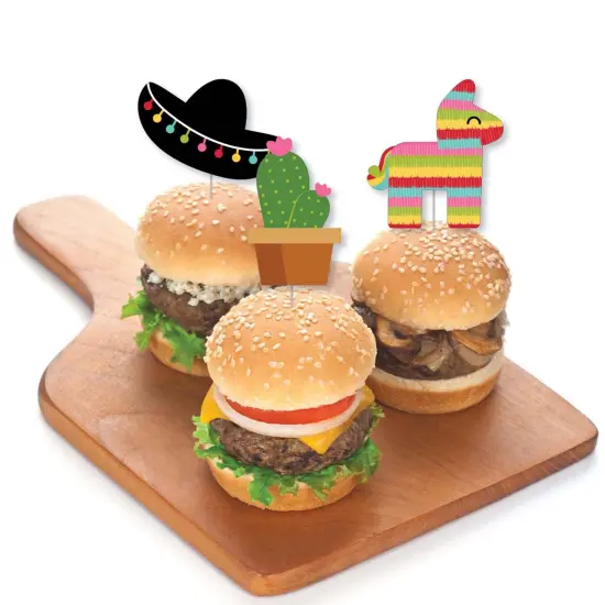 Big Dot of Happiness Let's Fiesta - Dessert Cupcake Toppers - Fiesta Party Clear Treat Picks - Set of 24 {4}