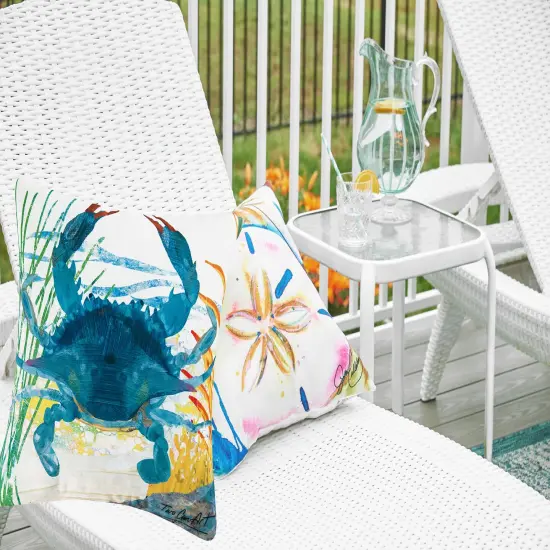 Blue Crab Coastal Indoor/Outdoor Decorative Throw Pillow, 18" x 18" {3}