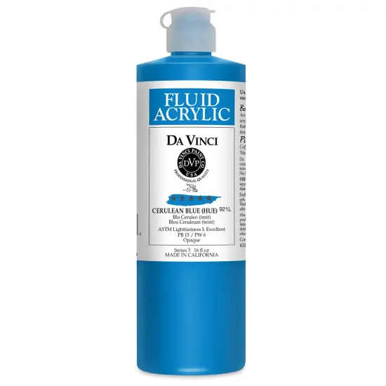Da Vinci Fluid Acrylics - Cerulean Blue Hue, 16 oz bottle {1}