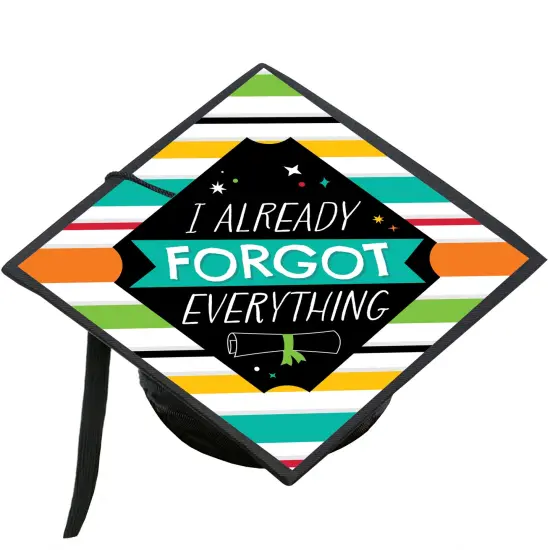 Big Dot of Happiness I Already Forgot Everything - Colorful Graduation Cap Decorations Kit - Grad Cap Cover {1}