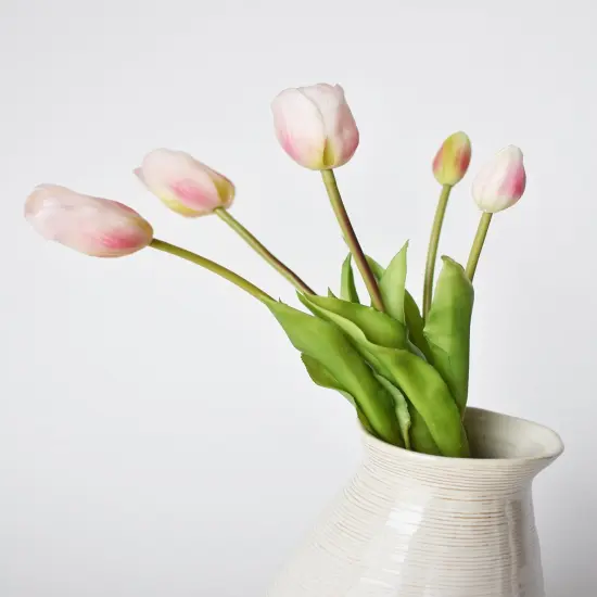 18" Faux Tulip Stem Bundle Blush Pink {2}