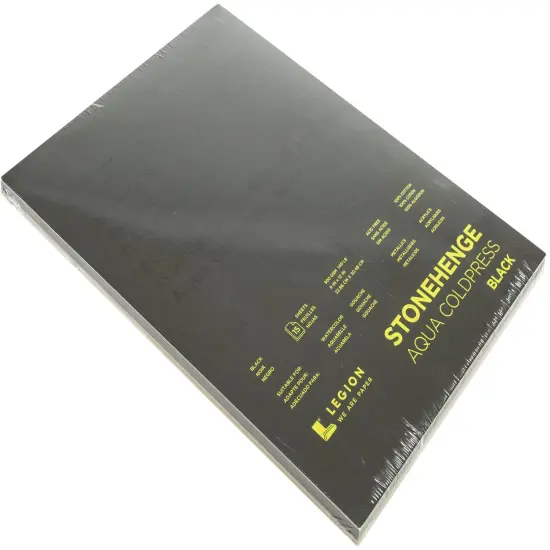 Stonehenge Aqua Block Coldpress Pad 9"X12" 15 Sheets/Pkg-Black 140lb {2}