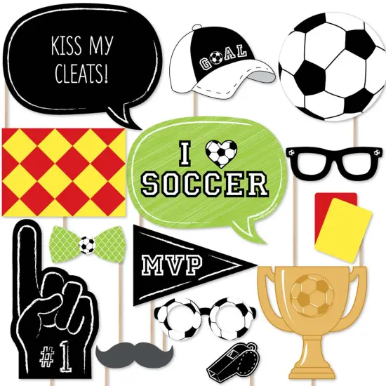 Big Dot of Happiness Goaaal - Soccer Photo Booth Props Kit - 20 Count {1}
