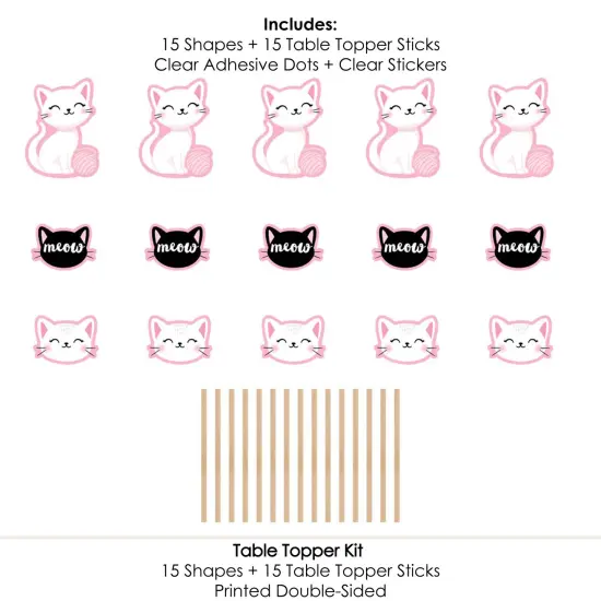 Big Dot of Happiness Purr-fect Kitty Cat - Kitten Meow Baby Shower or Birthday Party Centerpiece Sticks - Table Toppers - Set of 15 {7}