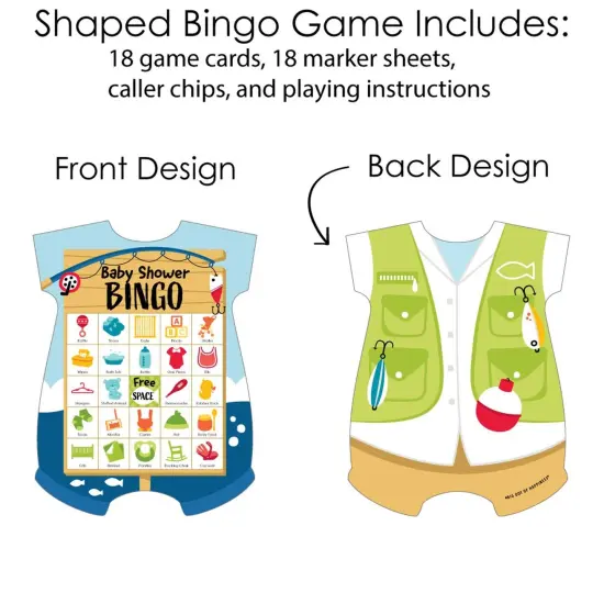 Big Dot of Happiness Let's Go Fishing - Picture Bingo Cards and Markers - Fish Themed Baby Shower Shaped Bingo Game - Set of 18 {4}