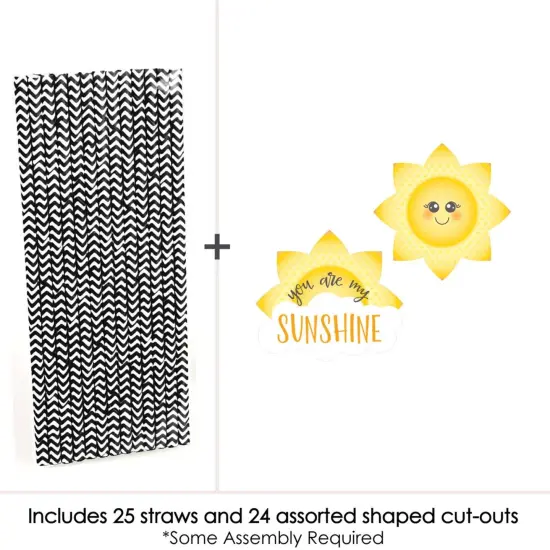 Big Dot of Happiness You are My Sunshine Paper Straw Decor - Baby Shower or Birthday Party Striped Decorative Straws - Set of 24 {4}