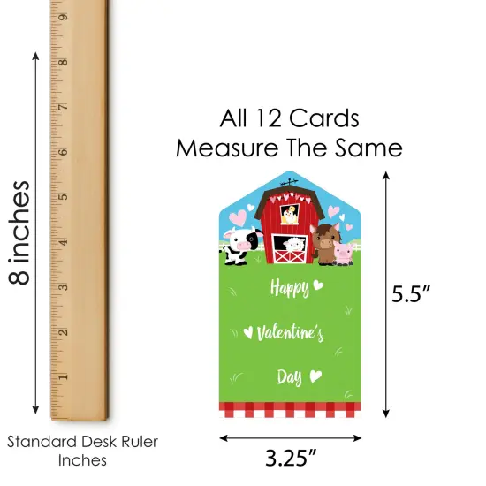 Big Dot of Happiness Farm Animals - Barnyard Cards for Kids - Happy Valentine's Day Pull Tabs - Set of 12 {7}