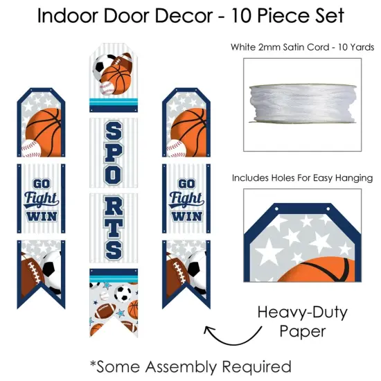 Big Dot of Happiness Go, Fight, Win - Sports - Hanging Vertical Paper Door Banners - Baby Shower or Birthday Party Wall Decor Kit - Indoor Door Decor {6}