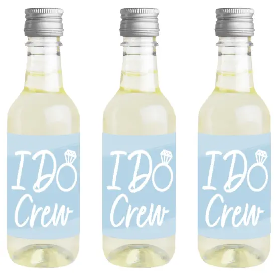 Big Dot of Happiness Dusty Blue Elegantly Simple - Mini Wine & Champagne Bottle Label Stickers - Wedding or Bridal Shower Guest Party Favor Gift 16 Ct {1}