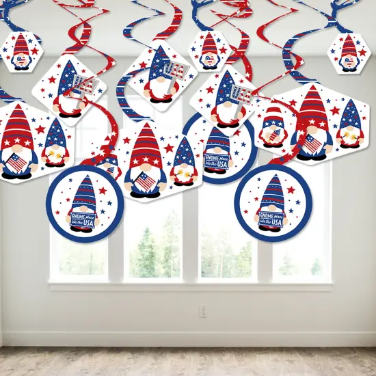Big Dot of Happiness Patriotic Gnomes - Holiday Gnome Party Hanging Decor - Party Decoration Swirls - Set of 40 {4}