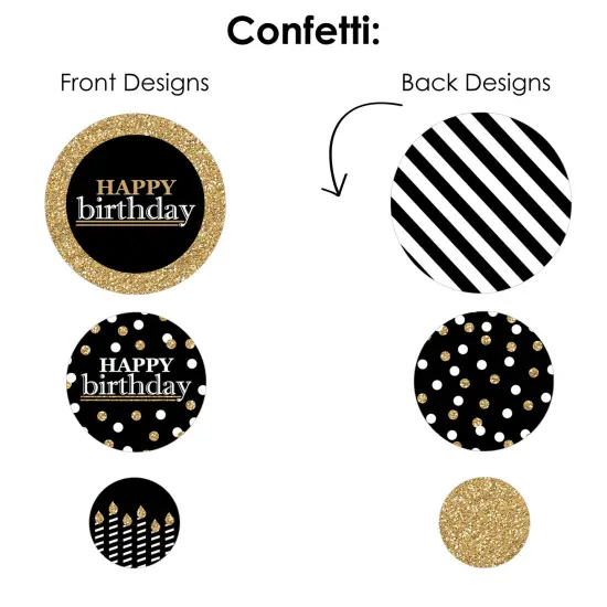 Big Dot of Happiness Adult Happy Birthday - Gold - Birthday Party Decor and Confetti - Terrific Table Centerpiece Kit - Set of 30 {7}