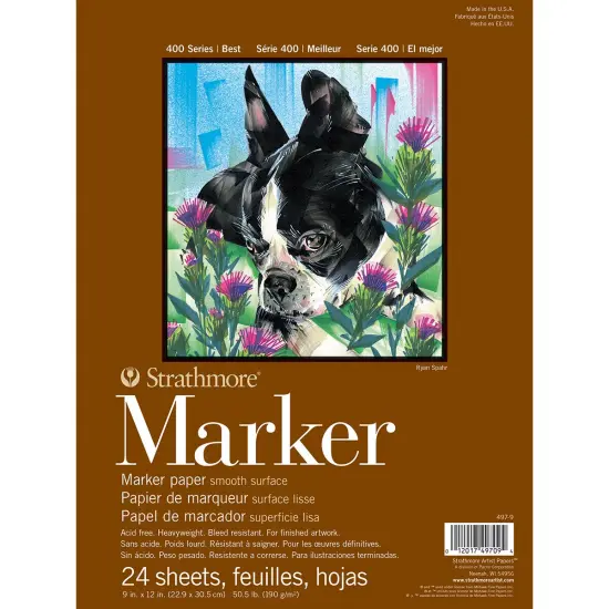 Strathmore Marker Paper Pad 9"X12"-50lb Smooth 24 Sheets {1}